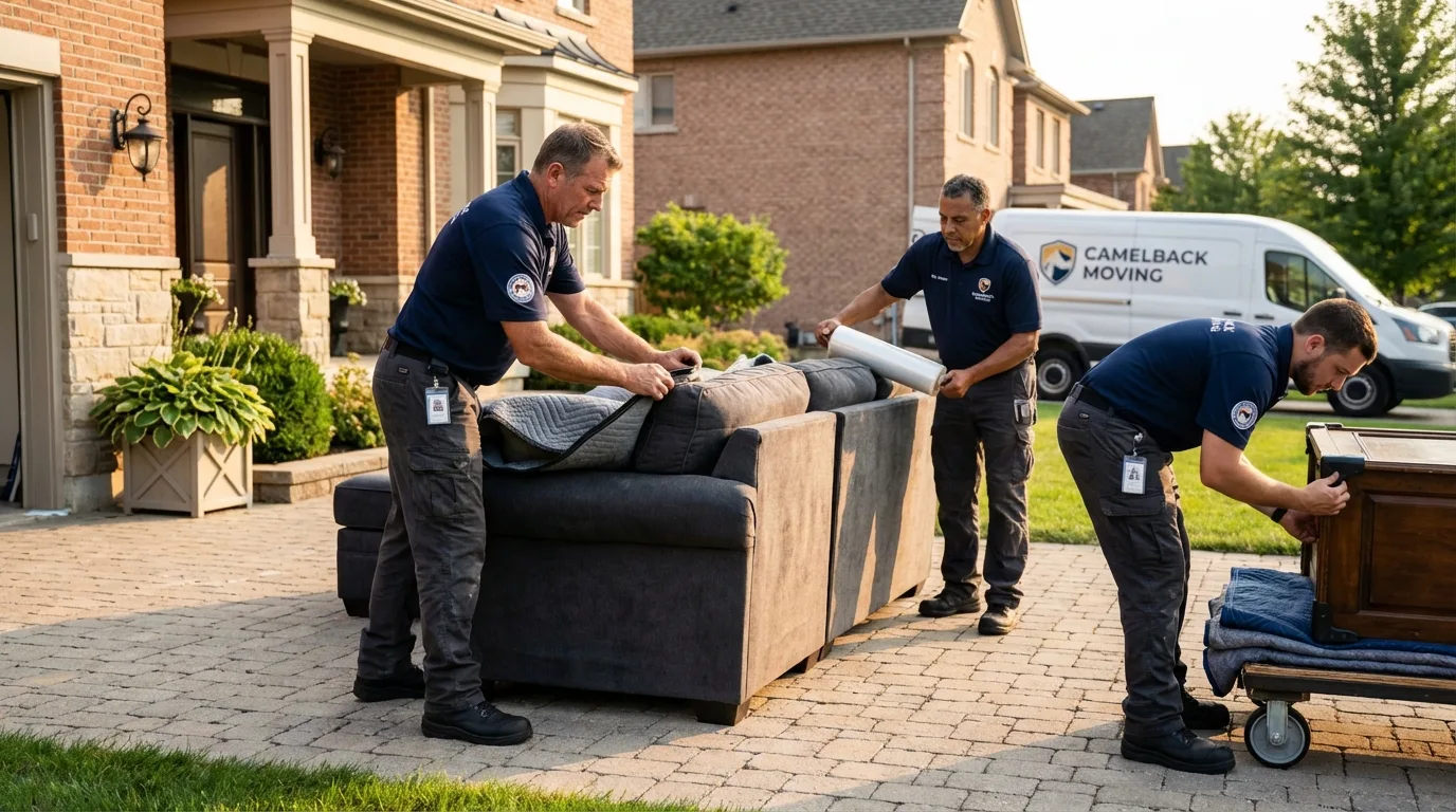 Large estate moving crew wrapping furniture in Fleetwood, PA